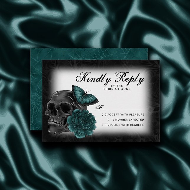 Zodiac Magic | Mörk Teal Grönt Gothic Skull Ro OSA Kort (Skapare uppladdad)