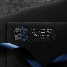 Zodiac Magic | Mörk Teal Grönt Gothic Skull Ro Returadress Etikett
