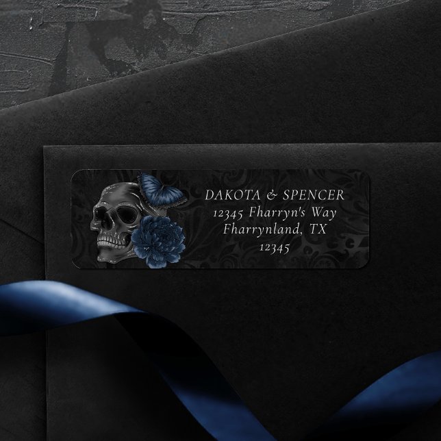 Zodiac Magic | Mörk Teal Grönt Gothic Skull Ro Returadress Etikett (Skapare uppladdad)