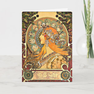 Zodiac, målning av Art nouveau av Alphonse Mucha Kort