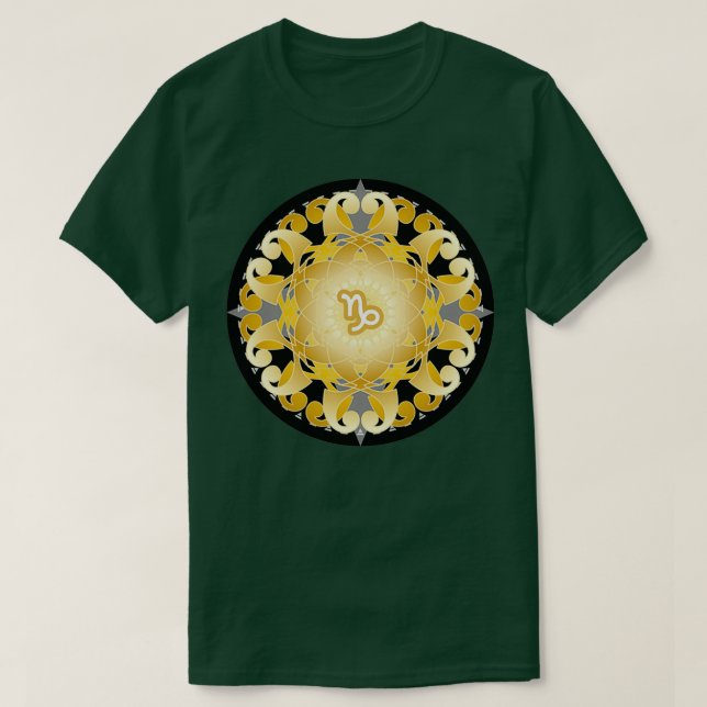 Zodiac Mandala CAPRICORN Black T Shirt (Design framsida)