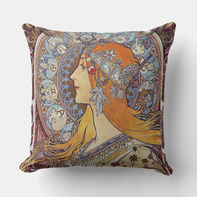 Zodiac med henne Tiaraart nouveau Kudde (Framsida)