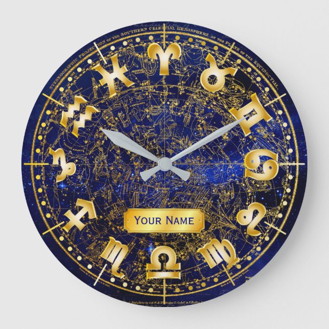 Zodiac Monogram Southern Hemisphere Constellation Stor Klocka (Framsida)