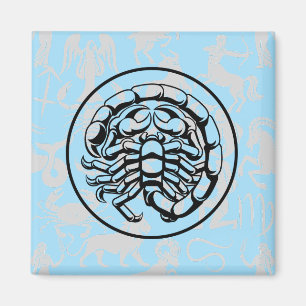 Zodiac Mönster Z02 - Scorpio.w L Blue BG Magnet