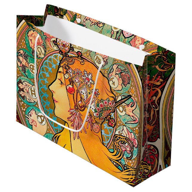 Zodiac, Mucha Large Gift Bag (Framsidan Vinklad)