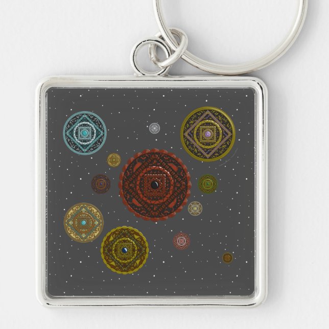 Zodiac-nyckelkedjan Fyrkantig Silverfärgad Nyckelring (Framsidan)