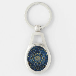 Zodiac Ovalt Silverfärgad Nyckelring