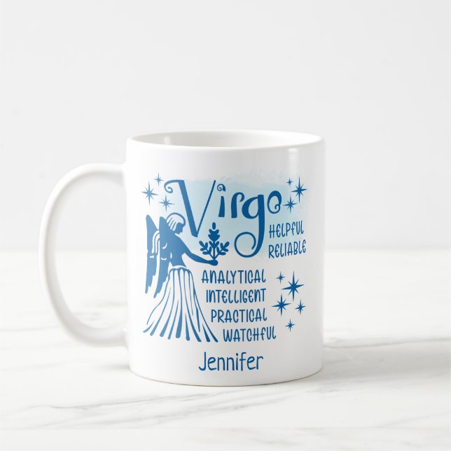Zodiac Personlig Våg Traits Horoscope Kaffemugg (Vänster)