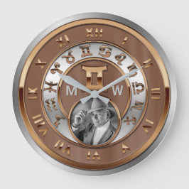 Zodiac Photo Bronze Silver Monogram Gemini Twillin Stor Klocka
