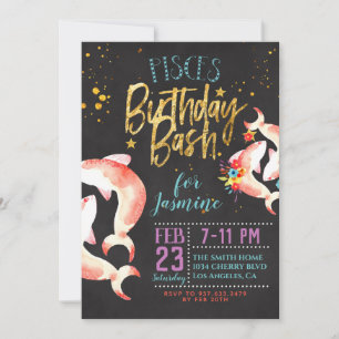 Zodiac Pisces Birthday Inbjudningar