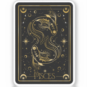 Zodiac Pisces Black & Guld Die-cut Vinyl Sticker Klistermärken