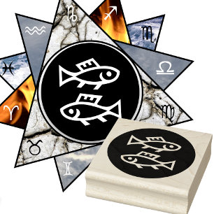 Zodiac Pisces Circle Rubber Frimärke Stämpel