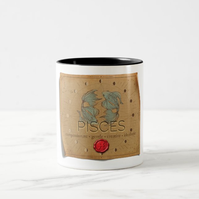 Zodiac - Pisces - Coffee Mug Två-Tonad Mugg (Center)
