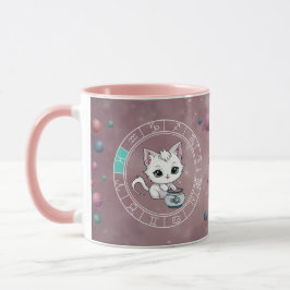 Zodiac Pisces Cute Cat Wheel Planet Astrology Mugg