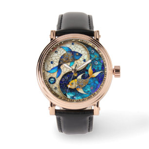 Zodiac - Pisces Fish Yin och Yang Armbandsur