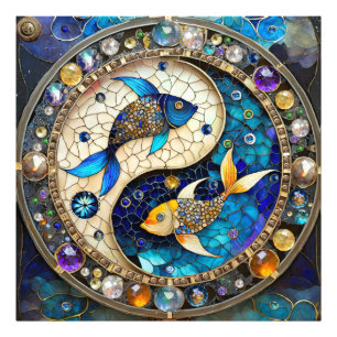 Zodiac - Pisces Fish Yin och Yang Fototryck