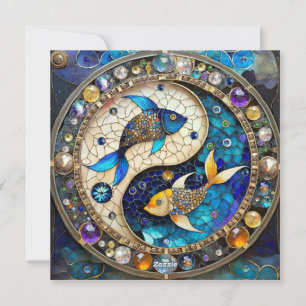 Zodiac - Pisces Fish Yin och Yang Julkort
