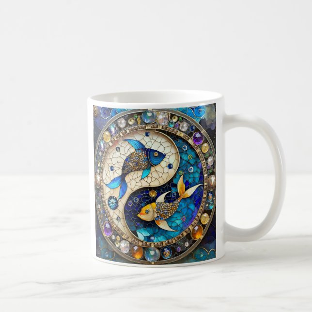 Zodiac - Pisces Fish Yin och Yang Kaffemugg (Höger)
