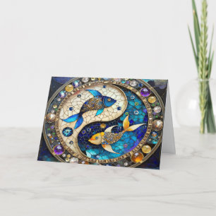 Zodiac - Pisces Fish Yin och Yang Kort