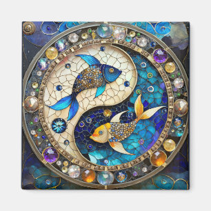 Zodiac - Pisces Fish Yin och Yang Magnet