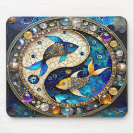 Zodiac - Pisces Fish Yin och Yang Musmatta