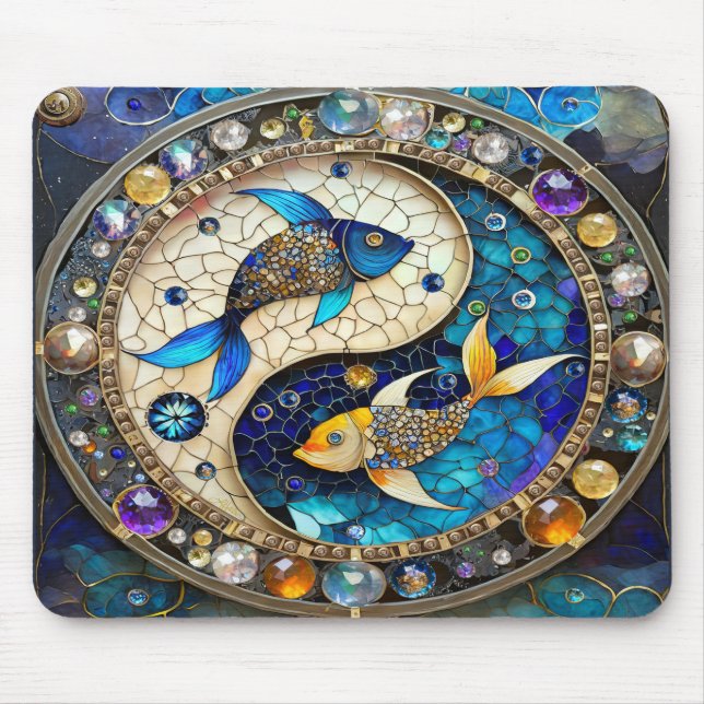 Zodiac - Pisces Fish Yin och Yang Musmatta (Framsidan)
