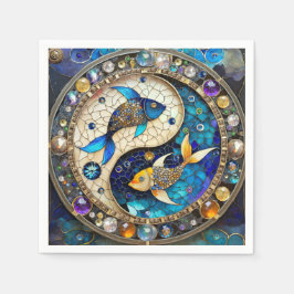 Zodiac - Pisces Fish Yin och Yang Pappersservett