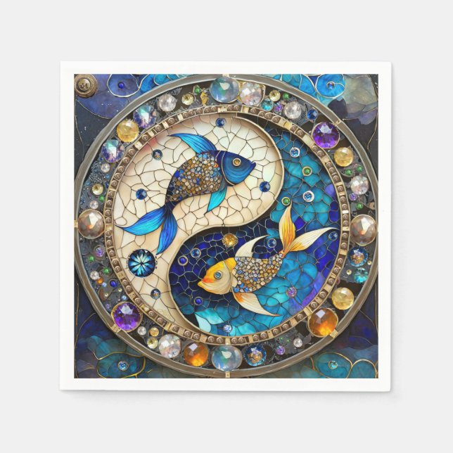 Zodiac - Pisces Fish Yin och Yang Pappersservett (Framsidan)