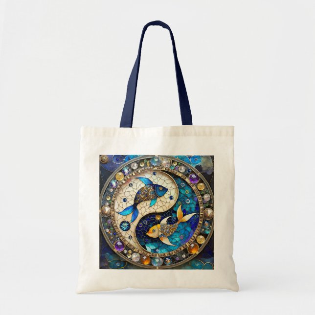 Zodiac - Pisces Fish Yin och Yang Tygkasse (Framsidan)