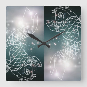 Zodiac Pisces för astrologi för Fyrkantig Klocka