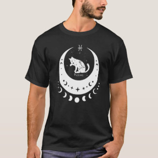 Zodiac Pisces Horoscope Astrology Sign Cat Crescen T Shirt