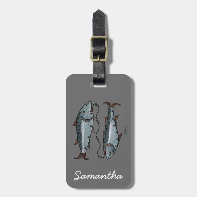 Zodiac: Pisces i färg Bagagebricka (Vertikal Framsida)