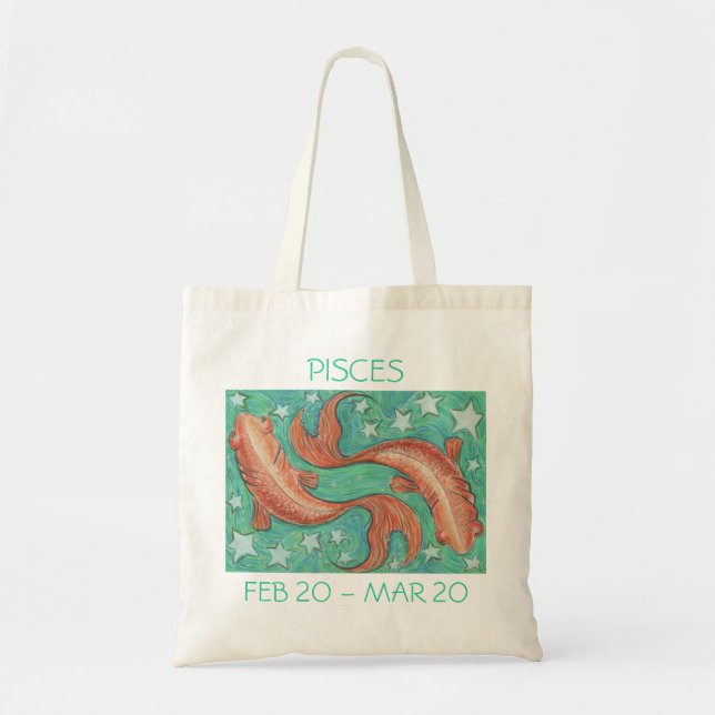 Zodiac Pisces to bag text Tygkasse (Framsidan)