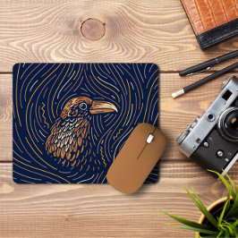 Zodiac Raven Porträtt | Handdragen Raven Mousepad Musmatta