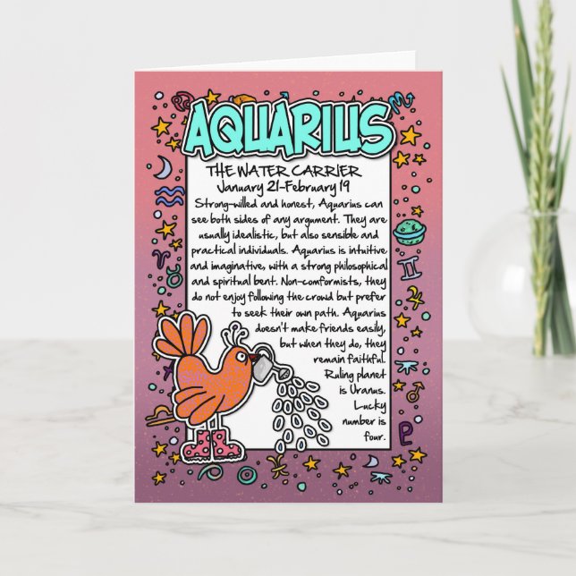 Zodiac - roliga fakta för Aquarius Kort (Framsida)