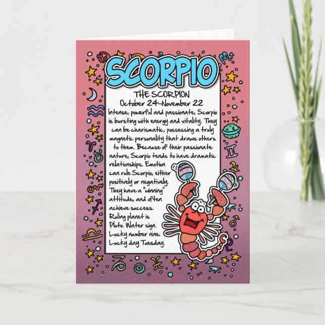 Zodiac - roliga fakta för Scorpio Kort (Framsida)