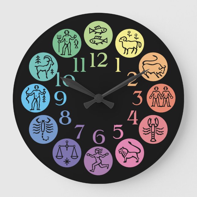 Zodiac rullar färgrikt kosmiskt horoskoptecken stor klocka (Framsida)