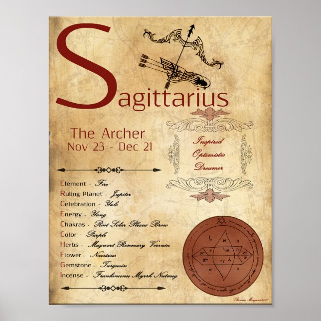 ZODIAC SAGITTARIUS Birth Sign POSTER (Framsidan)