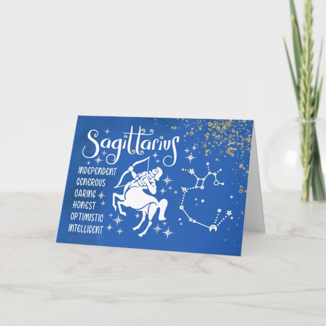Zodiac Sagittarius Birthday Sign Constellation Kort (Framsida)