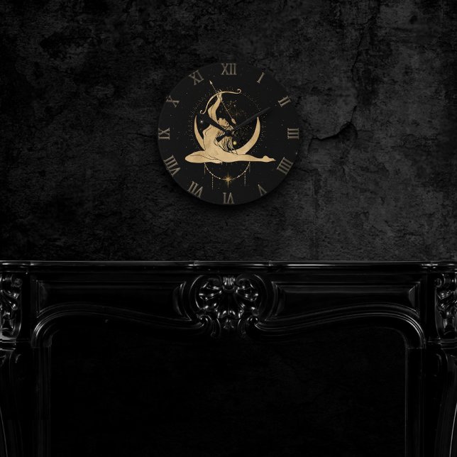 Zodiac Sagittarius | Cosmic Guld Black Astrology L Rund Klocka (Skapare uppladdad)