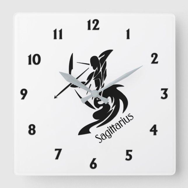 Zodiac Sagittarius Fyrkantig Klocka (Framsida)