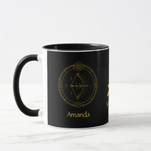 Zodiac Sagittarius Golden Gult Anpassade Mugg