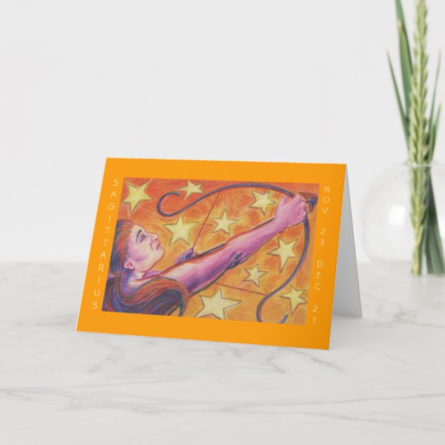 Zodiac Sagittarius "Grattis på födelsedagen" hälsn Kort (Framsida)