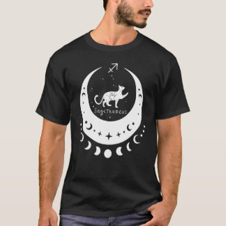 Zodiac Sagittarius Horoscope Astrology Cat Crescen T Shirt