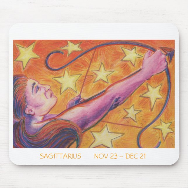 Zodiac Sagittarius mousepad white Musmatta (Framsidan)