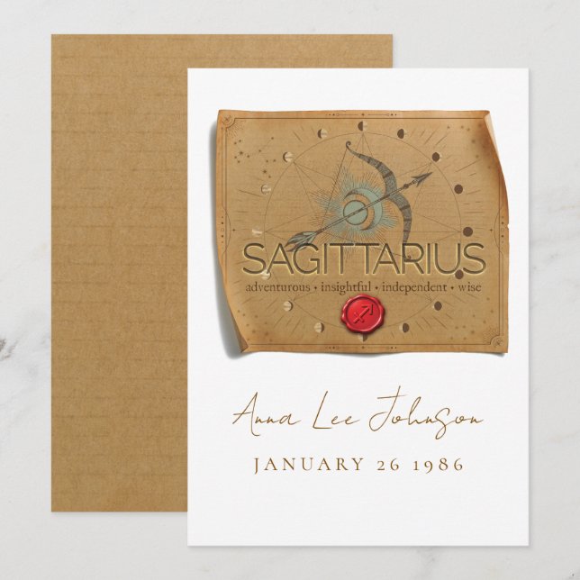 ZODIAC - Sagittarius - Personalized Birthday Card Inbjudningar (Fram/baksida)