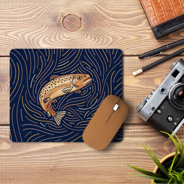 Zodiac Salmon | Handdragen Salmon Mousepad Musmatta (Skapare uppladdad)