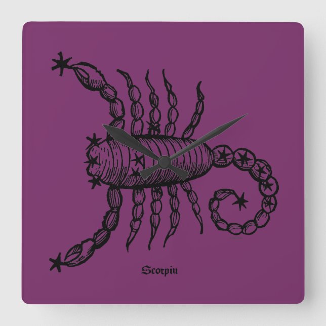 Zodiac: Scorpio 1482 Fyrkantig Klocka (Framsida)