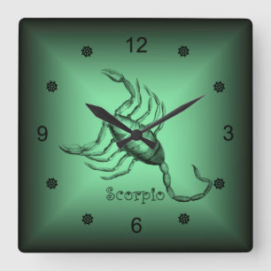 Zodiac ~ Scorpio ~ Astrologiska tecken ~ Horoscope Fyrkantig Klocka
