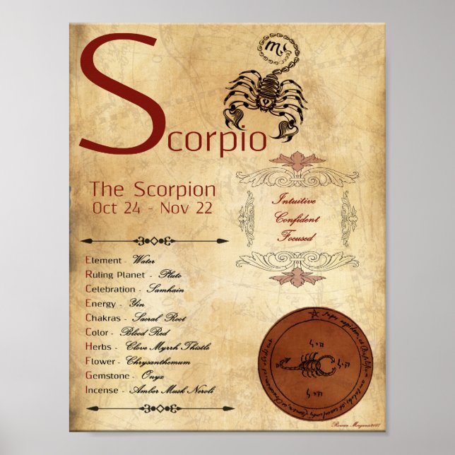 ZODIAC SCORPIO Birth Sign POSTER (Framsidan)